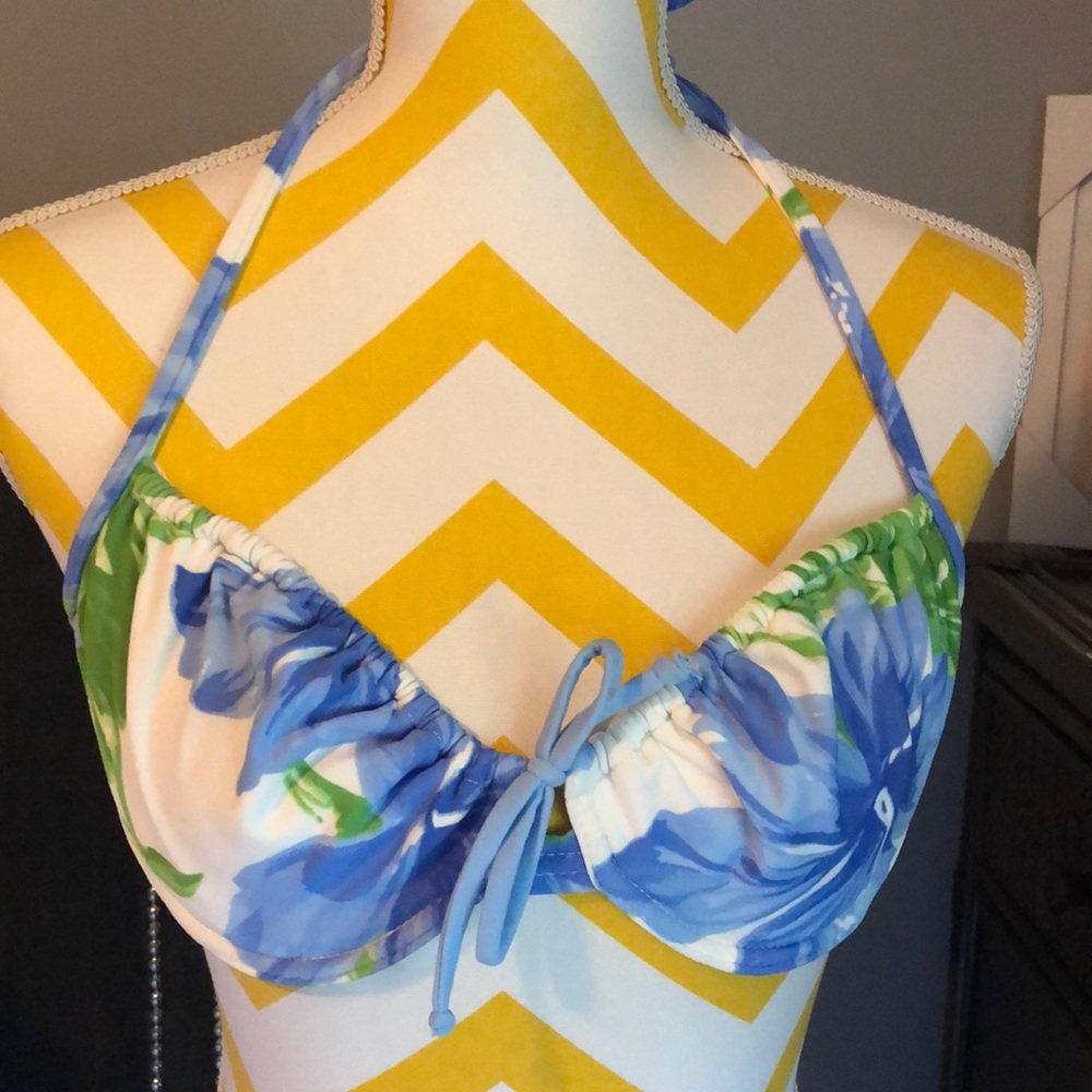 Blue Floral Bathing Suit Top